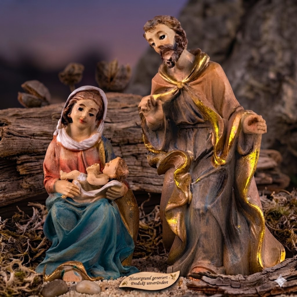 2er Set Stimmungsvolle Krippenfiguren Heilige Familie 2-tlg., ca. 8 cm, K 9635